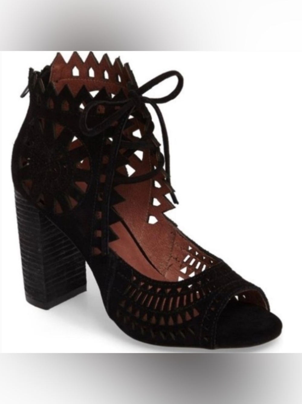 Jeffrey Campbell Cordia suede perforated lace up bootie sandal size 6